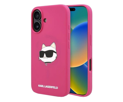 Etui / obudowa na smartfona Karl Lagerfeld Silicone Choupette Head Print do iPhone 16 fuksja